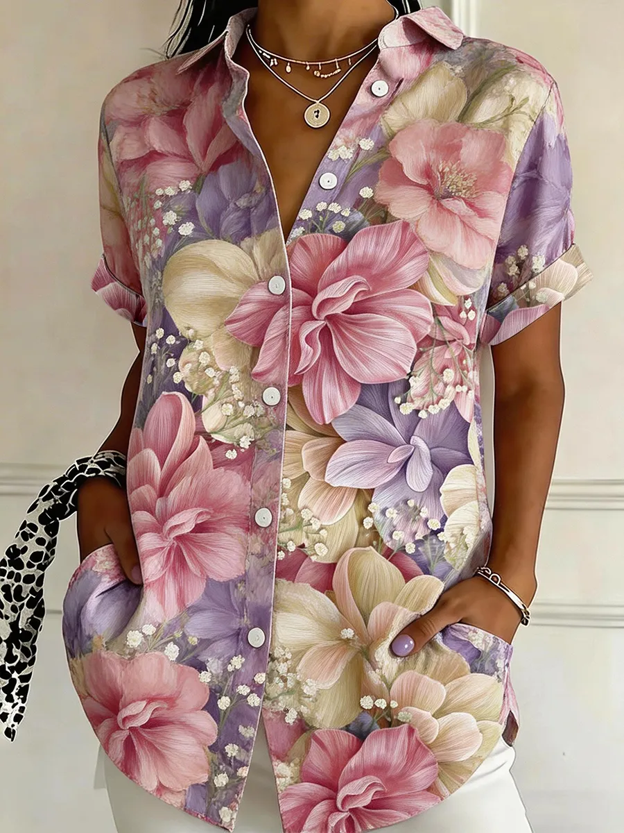 Women's Casual Abstract Floral Printed Shirt