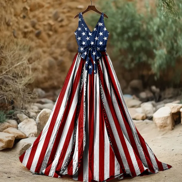 Women's Independence Day American Flag 4th Of July Art  Sleeveless Dress