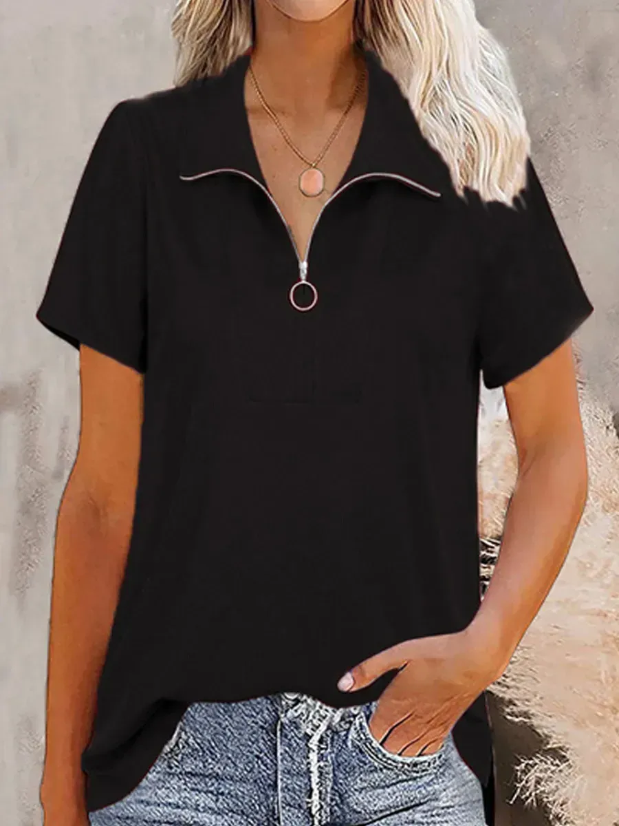 Loose Casual Solid Color Short-sleeved T-shirt