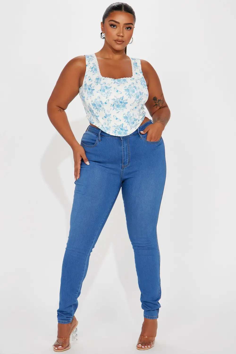 One More Moment Floral Corset Top - White/combo