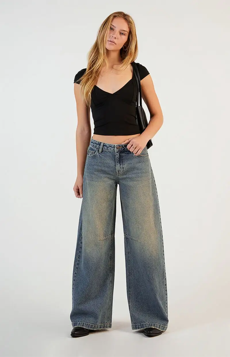 PacSun Remi Dart Baggy Barrel Jeans Dark Indigo