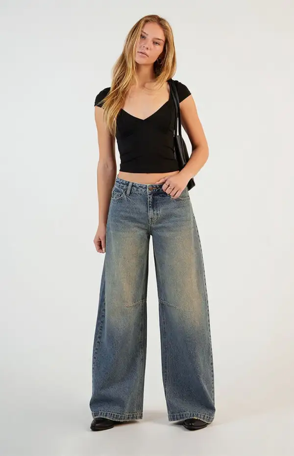 PacSun Remi Dart Baggy Barrel Jeans Dark Indigo