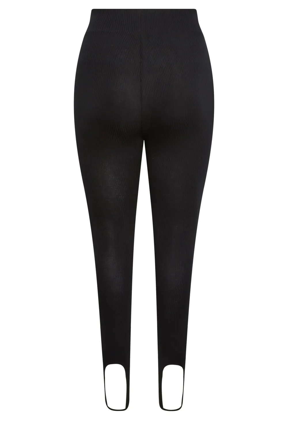 YOURS Curve Black Ribbed Stirrup Leggings