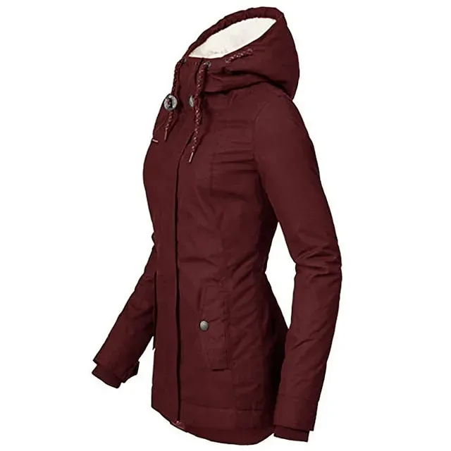 Women's Parka Waterproof Puffer Jacket Thermal Warm Heated Coat Fleece Lined Winter Coat Windproof Outdoor Zip up Hooded Coat Sports Hiking Jacket Purple Pink