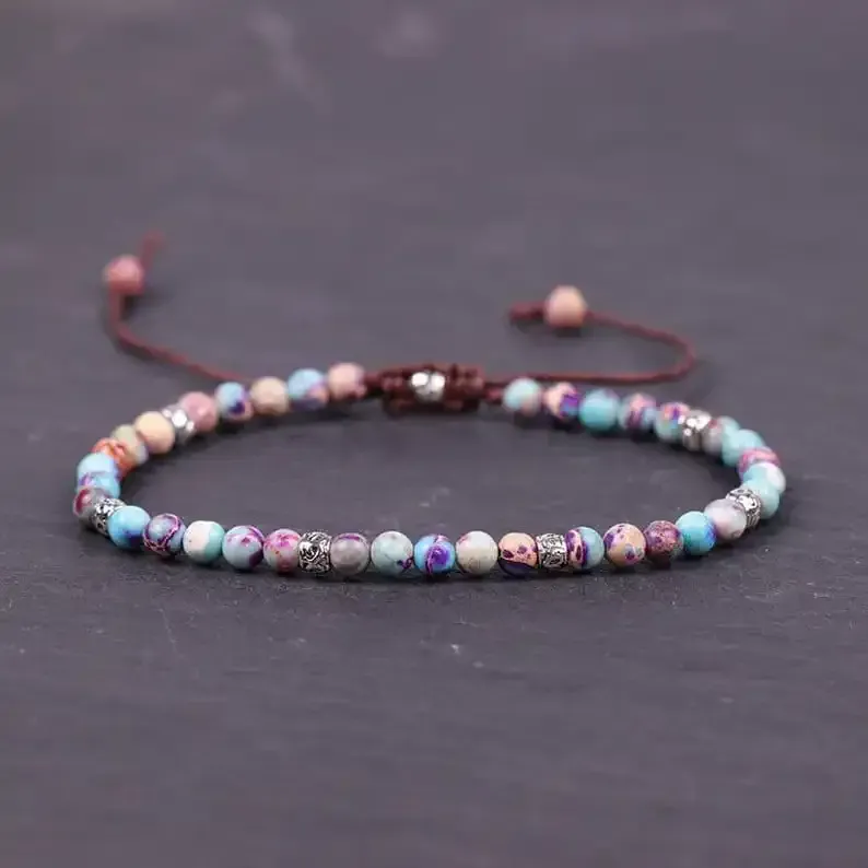 Grounding Bracelet-Positive Energy Bracelet-Natural Japser Stone Bracelets-Friendship Bracelets with Beads-Earth Healing Yoga Bracelet Gift