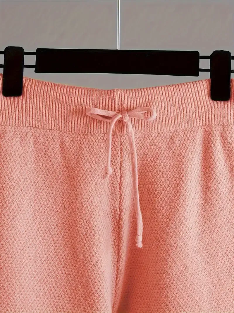 Autumn and Winter Fashion Casual Knitted Suit Pants Women's Loose Sweater Wide Leg Pants Two Piece Set