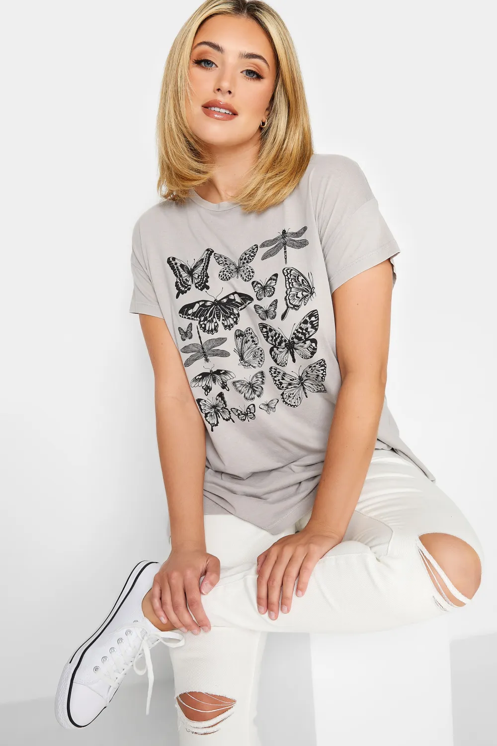 YOURS Curve Bleach Blue Ripped Skinny Stretch AVA Jeans