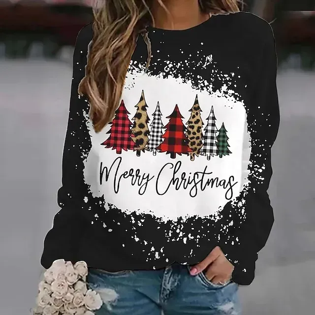 Christmas Trees Masquerade Hoodie Pullover Women's Christmas Christmas Carnival Masquerade Adults' Christmas Vacation Polyester Top