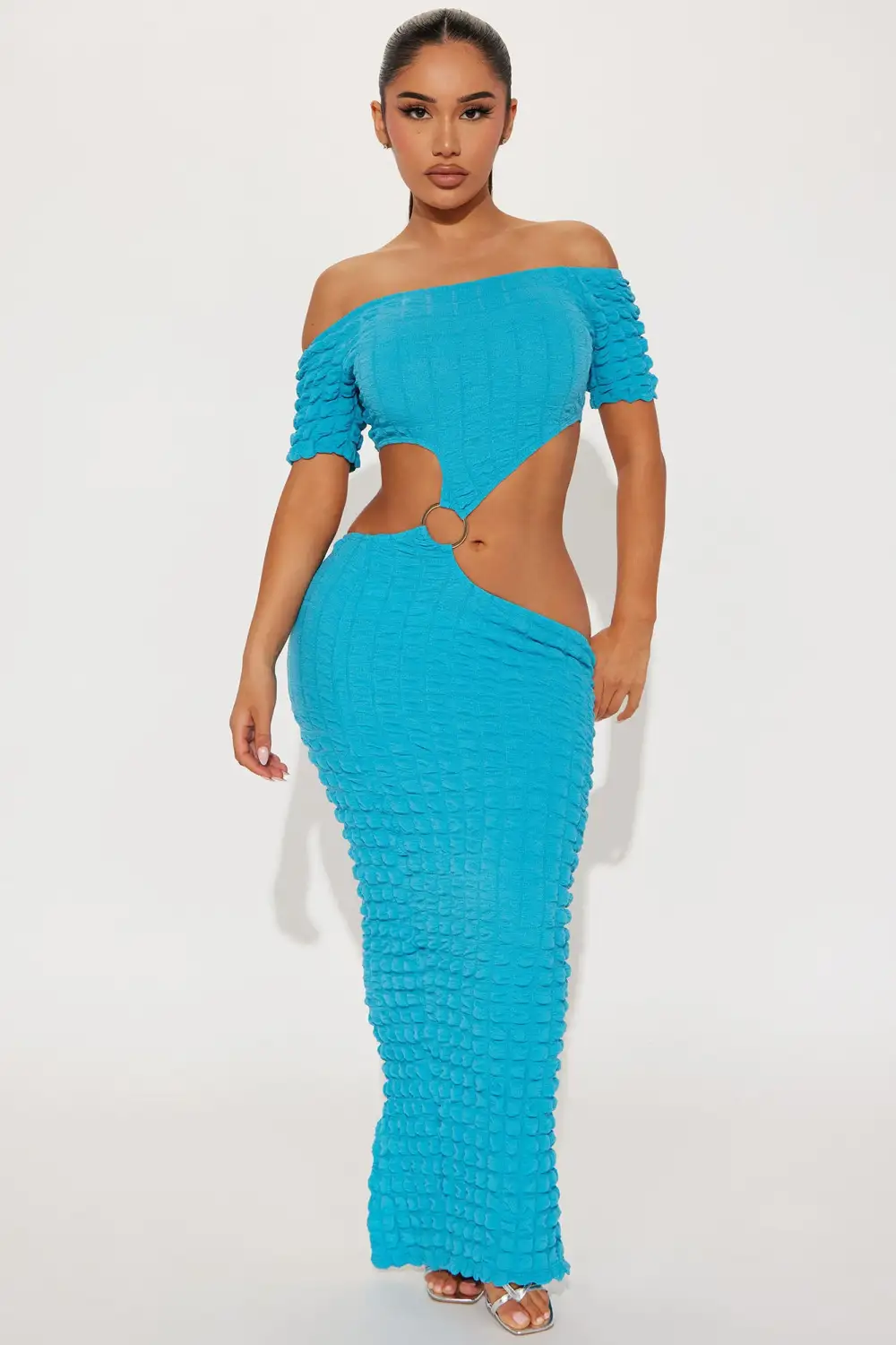 Jaycee Bubble Maxi Dress - Turquoise