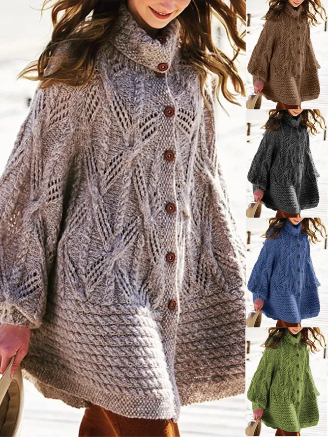 Vintage Cotton Knitted Button Design Sweater