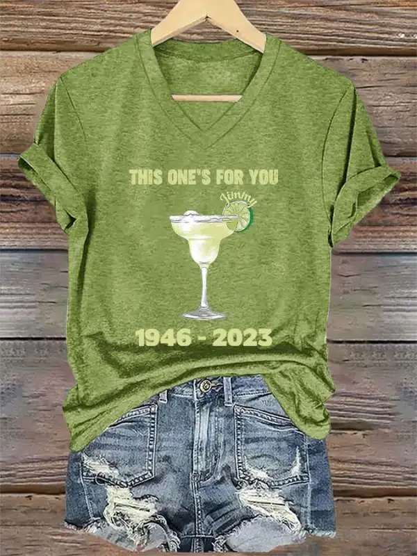 V-Neck Retro This One's For You Jimmy 1946-2023 Print T-Shirt
