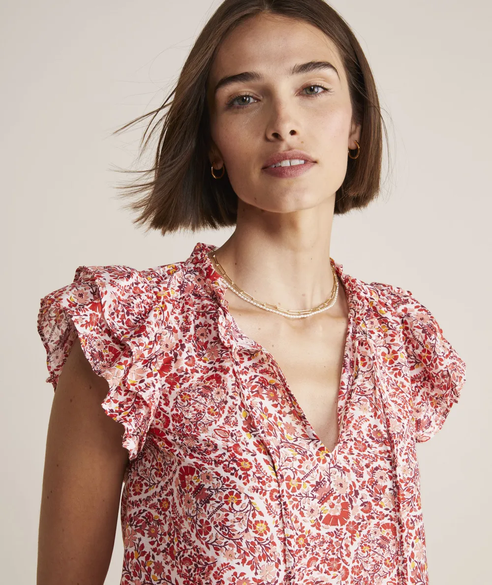 Fenwick Paisley Ruffle Sleeve Top