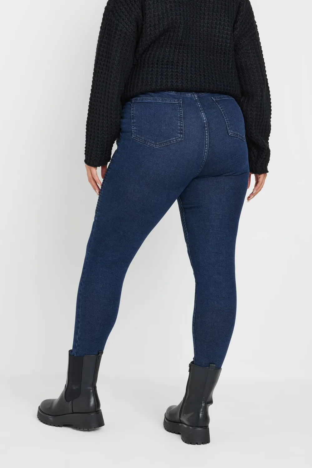 YOURS Curve Indigo Blue Skinny AVA Biker Jeans