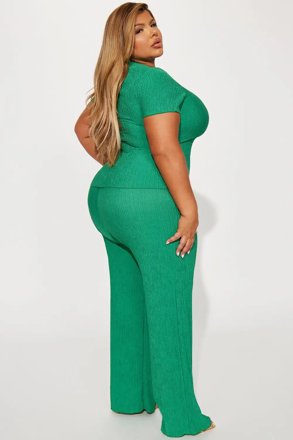 Berlin Textured Pant Set - Kelly Green