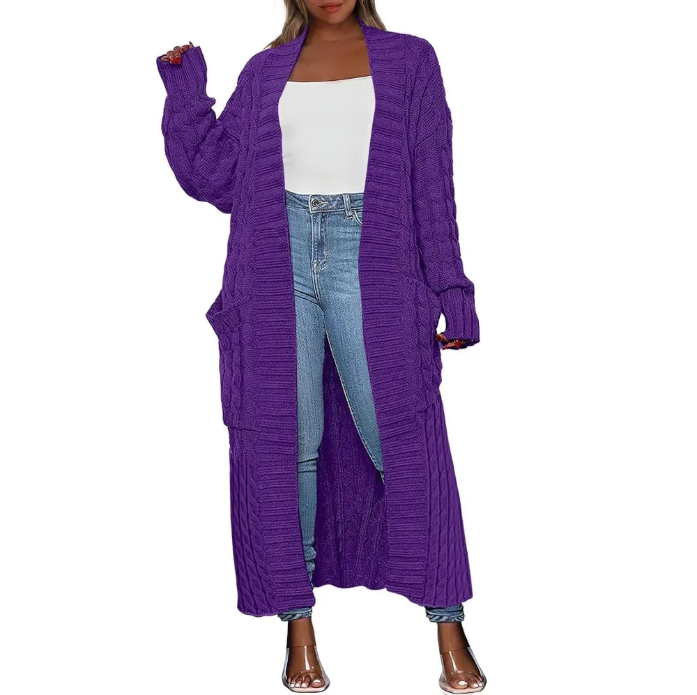 🔥Women's Long Cardigan 2025 Oversized Coat Long Sleeve Open Cardigan Knitted Extra