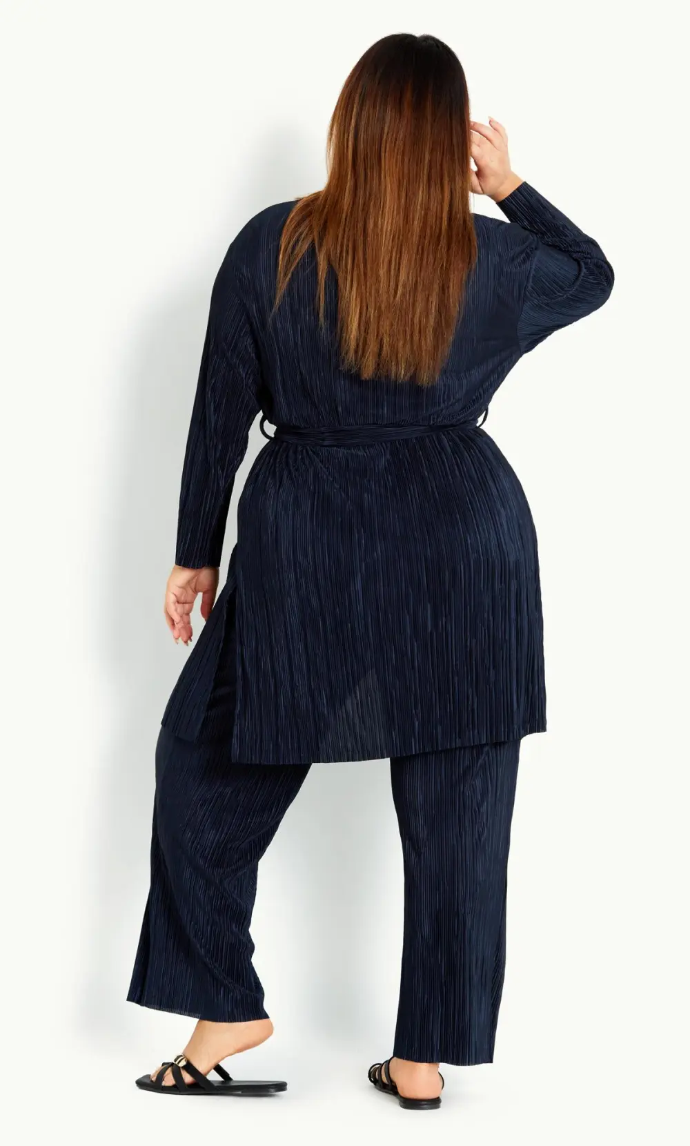 Evans Navy Plisse Relaxed Fit Blazer