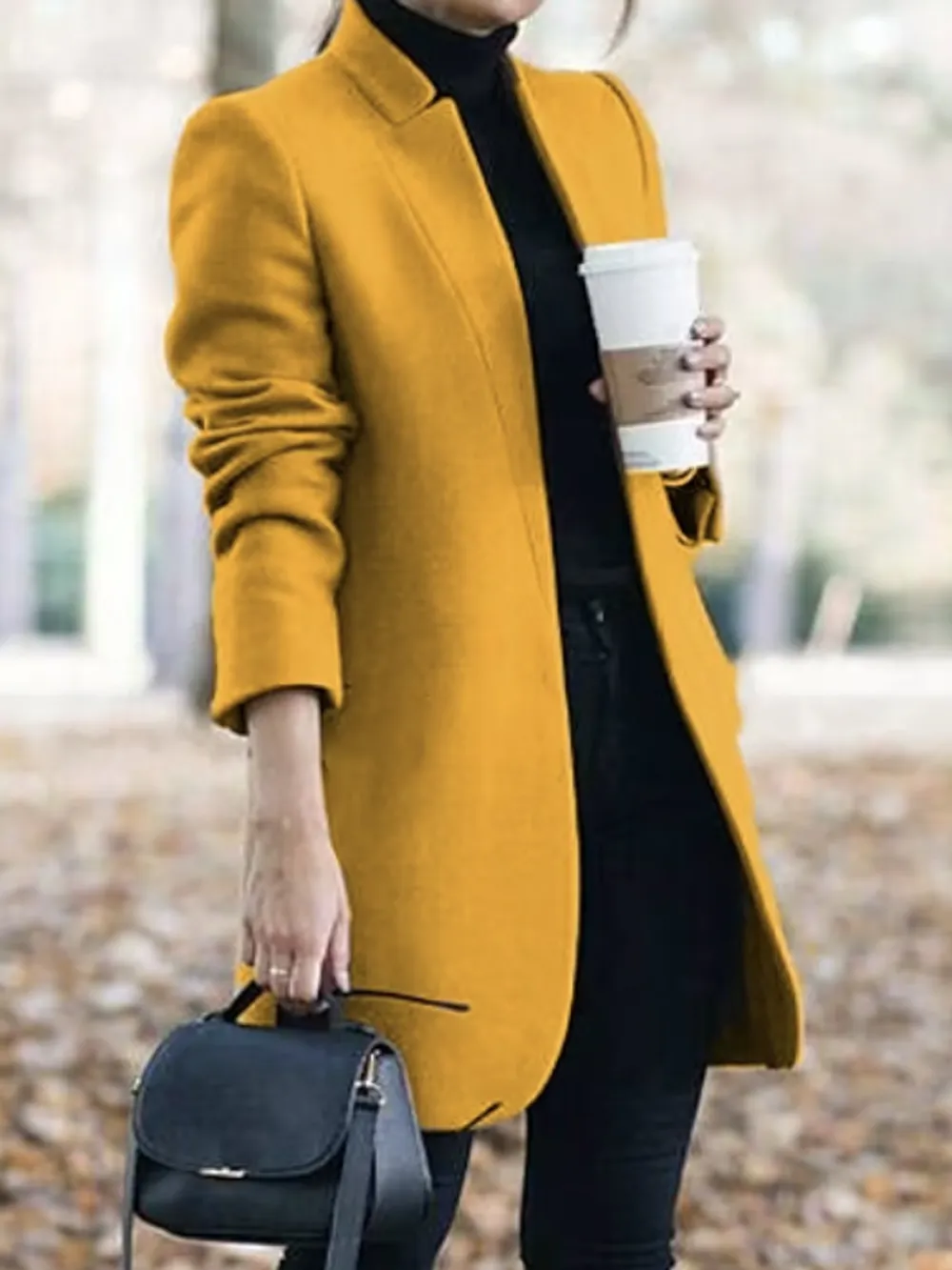 Women Plain Loose Casual Coat