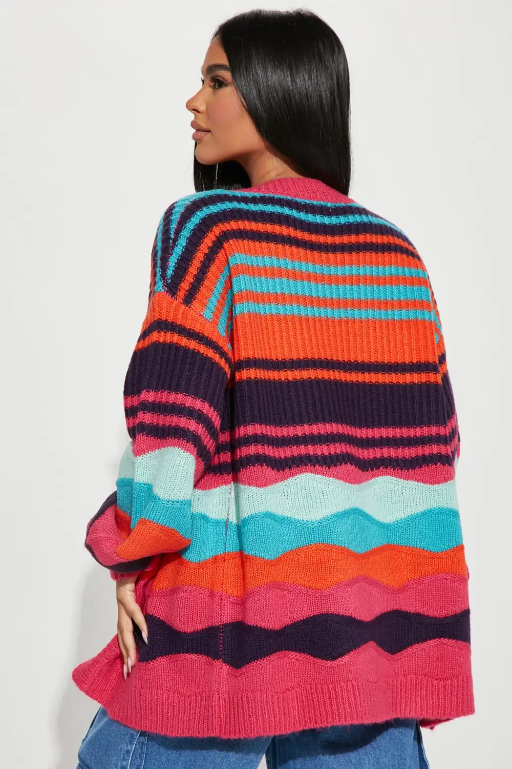 Total Flirt Striped Cardigan - Pink/combo