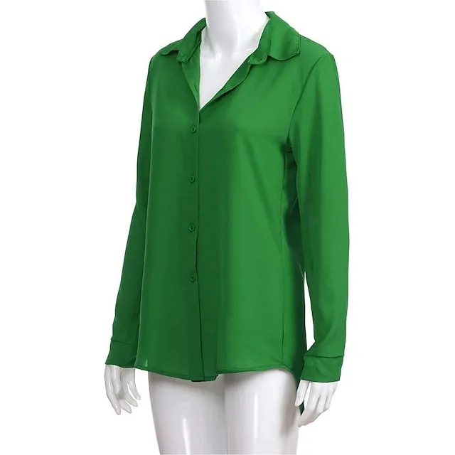 Women's Blouse Shirt Plain Shirt Collar Business Basic Elegant Tops Blue Yellow Gray