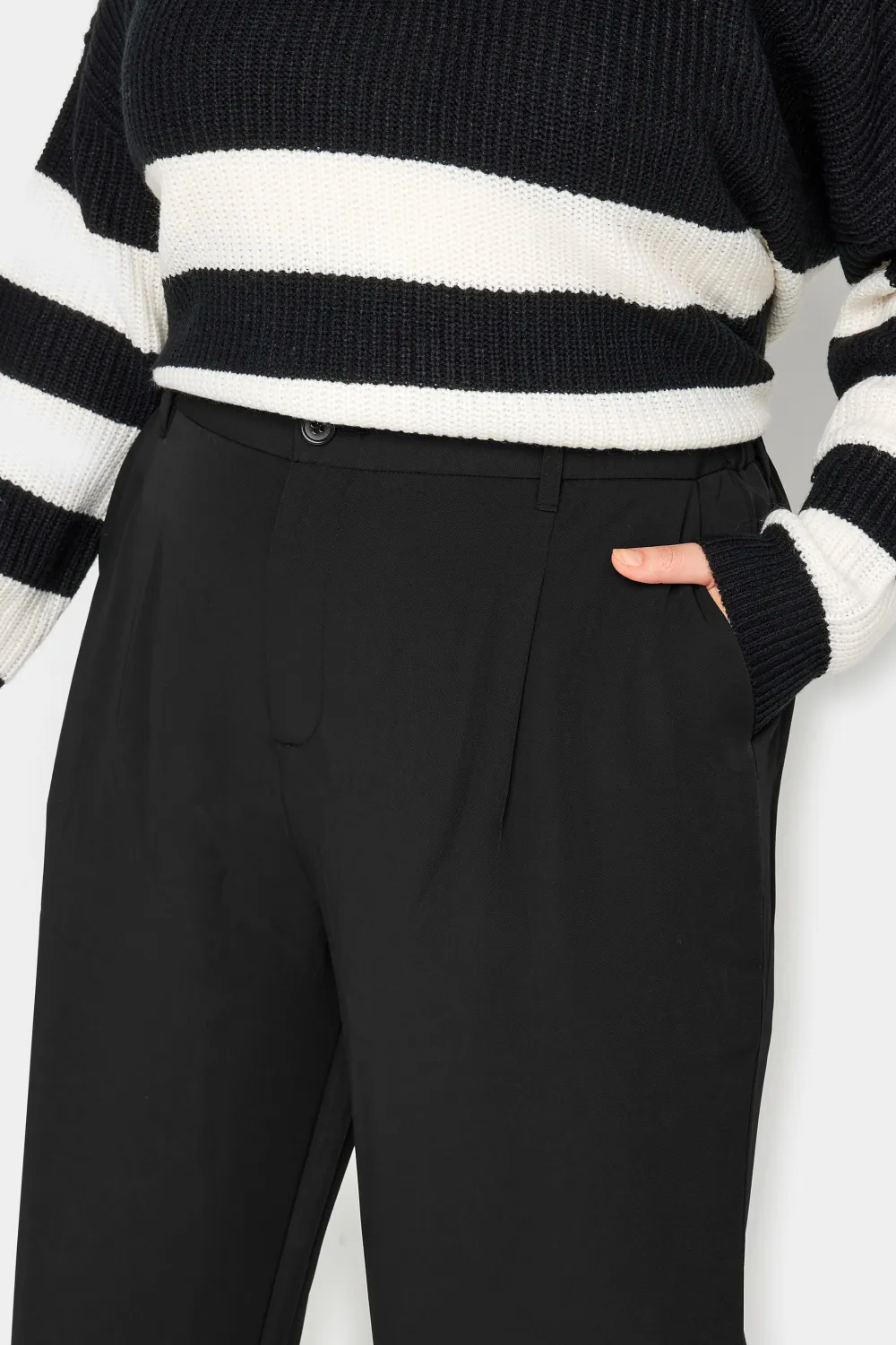 YOURS Curve Black Wide Leg Dad Trousers