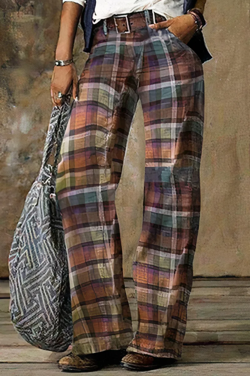Allover Print Wide Leg Pants Without Belt