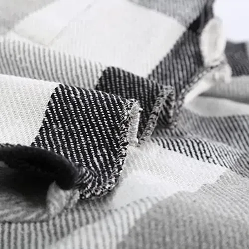 Women's 2023 Fall Clothes Plaid Shacket Jacket Long Sleeve Button Down Flannel Shirts Fashion Blouse