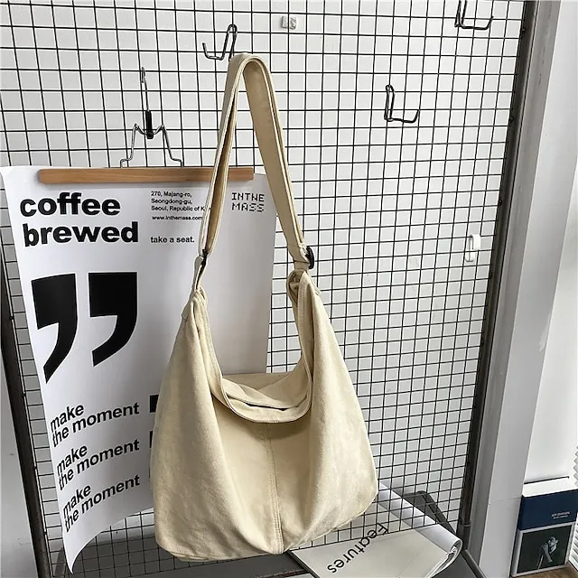 Women's Crossbody Bag Shoulder Bag Canvas Tote Bag Canvas Daily Holiday Zipper Large Capacity Waterproof Breathable Solid Color Balck White Red