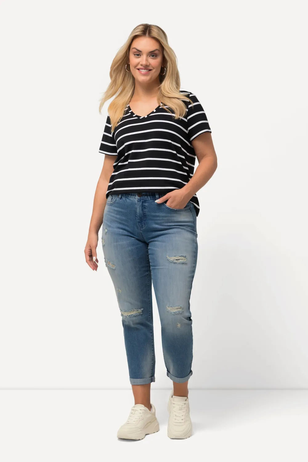 Boyfriend-Jeans Destroy-Effekte Komfortbund