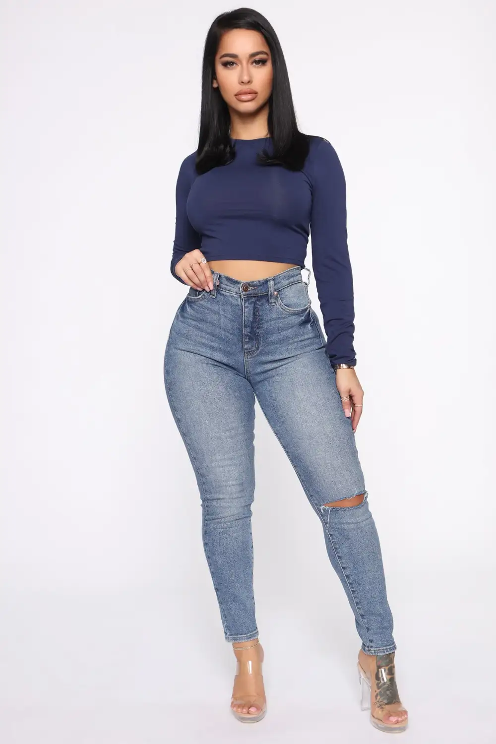 Robin Long Sleeve Top - Navy