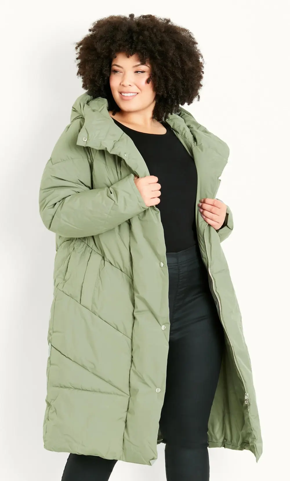 Evans Green Funnel Midaxi Coat
