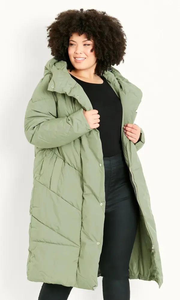 Evans Green Funnel Midaxi Coat