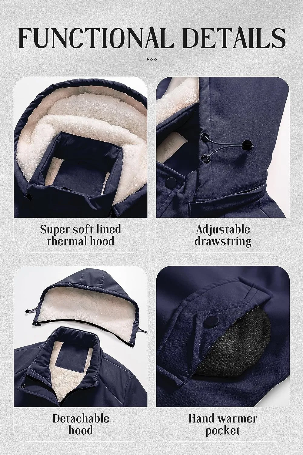 Women's Mid-Length Parka Winter Outerwear Jacket Soft Fleece Warm Snow Coat