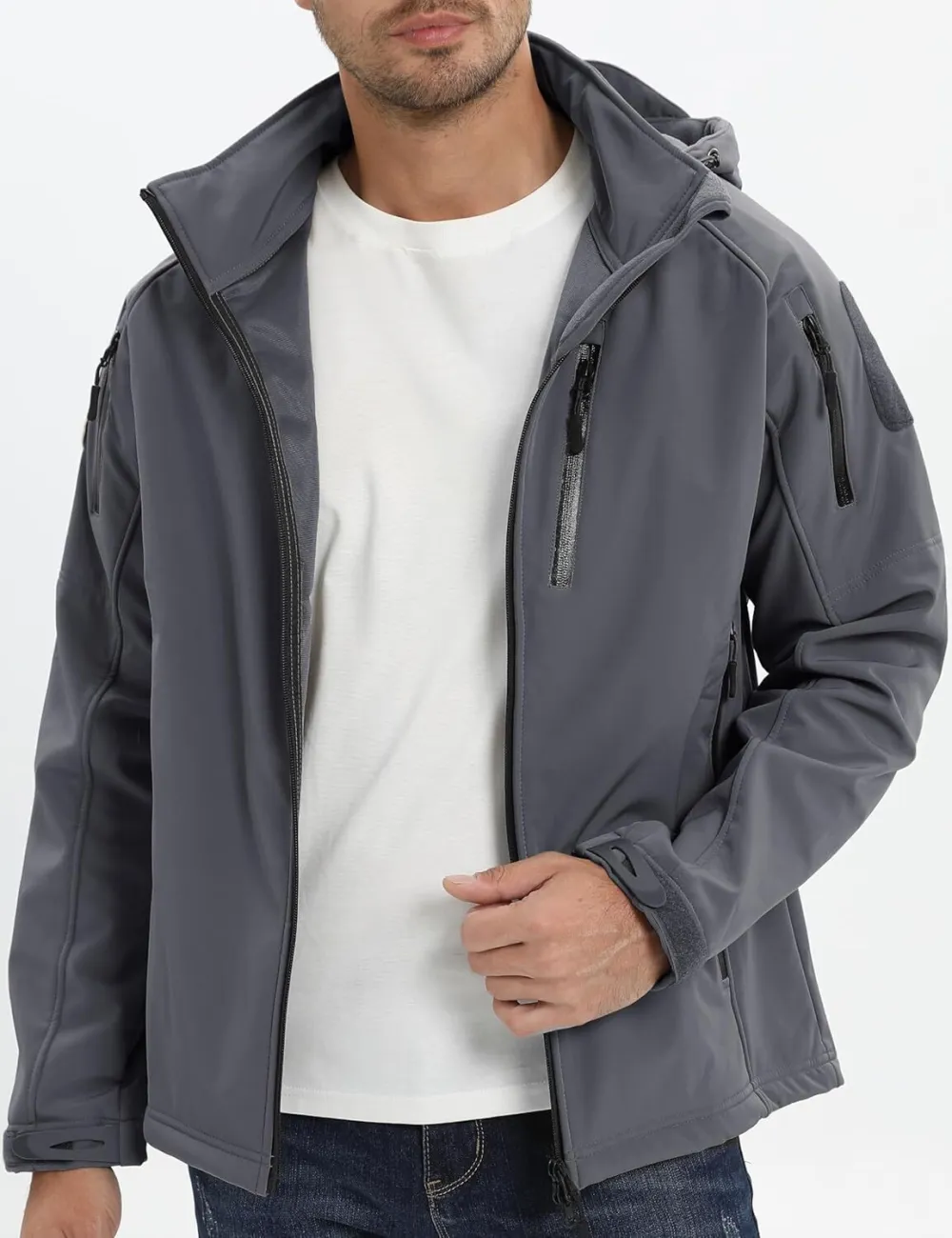 Men's Tactical Jacket 8 Pockets Water Resistant Jacket Softshell Fleece Lined Jacket Winter Coats Ski Jacket