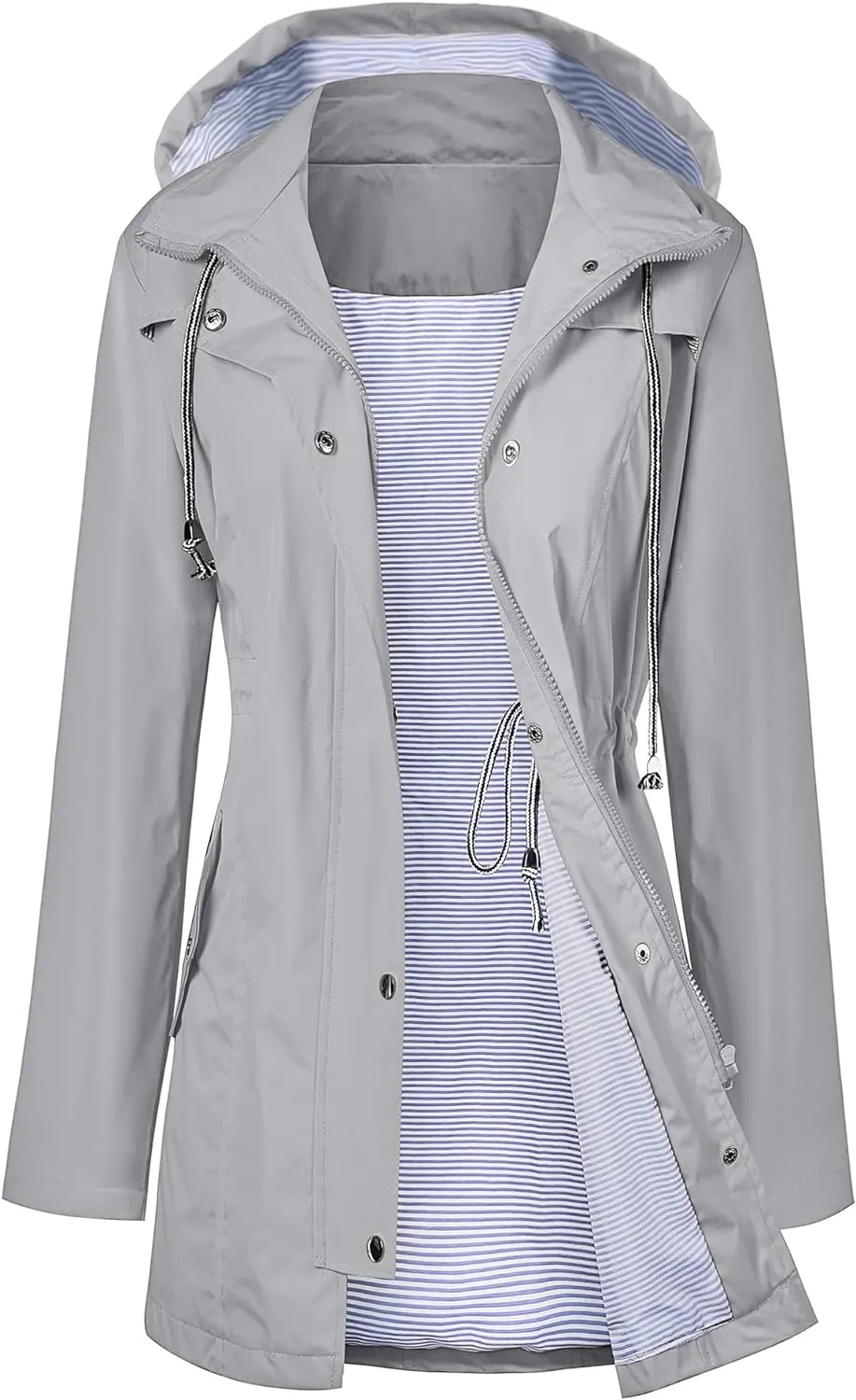LOMON Raincoat Women Waterproof Long Hooded Trench Coats Lined Windbreaker Travel Jacket S-XXL