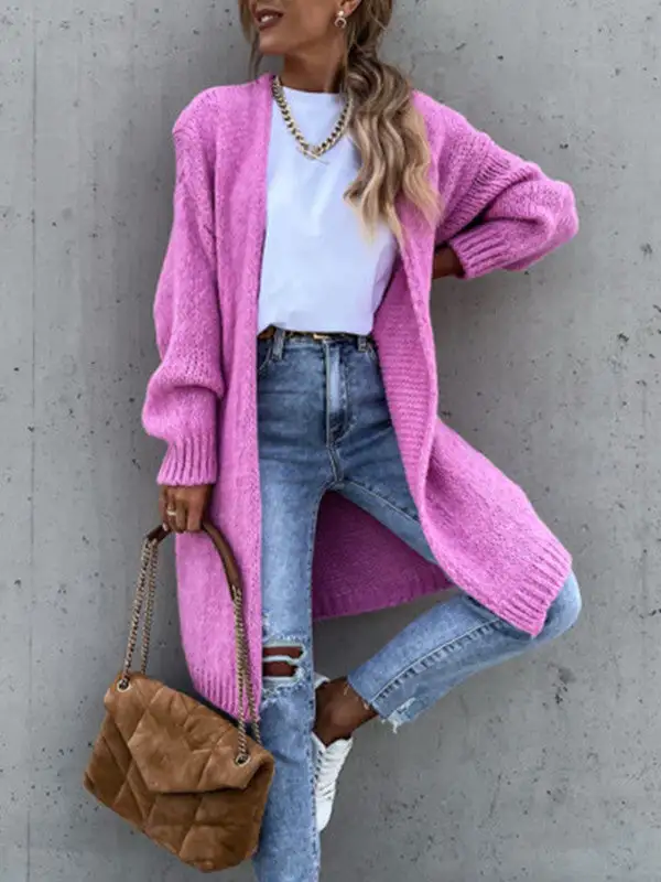 Solid Color Comfy Loose Sweater Cardigan