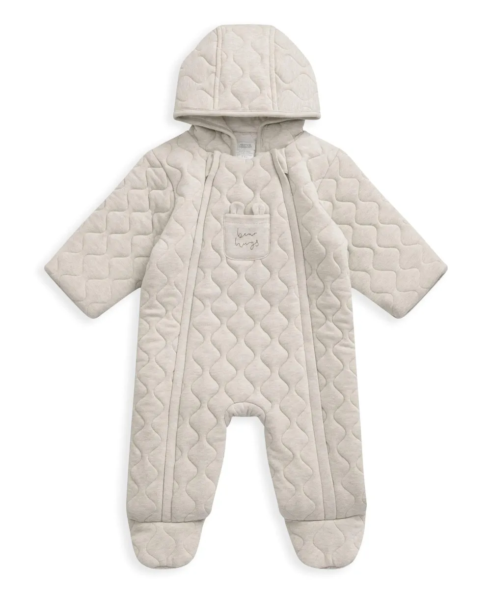 Bear Hugs Quilted Jersey Pramsuit - Sand