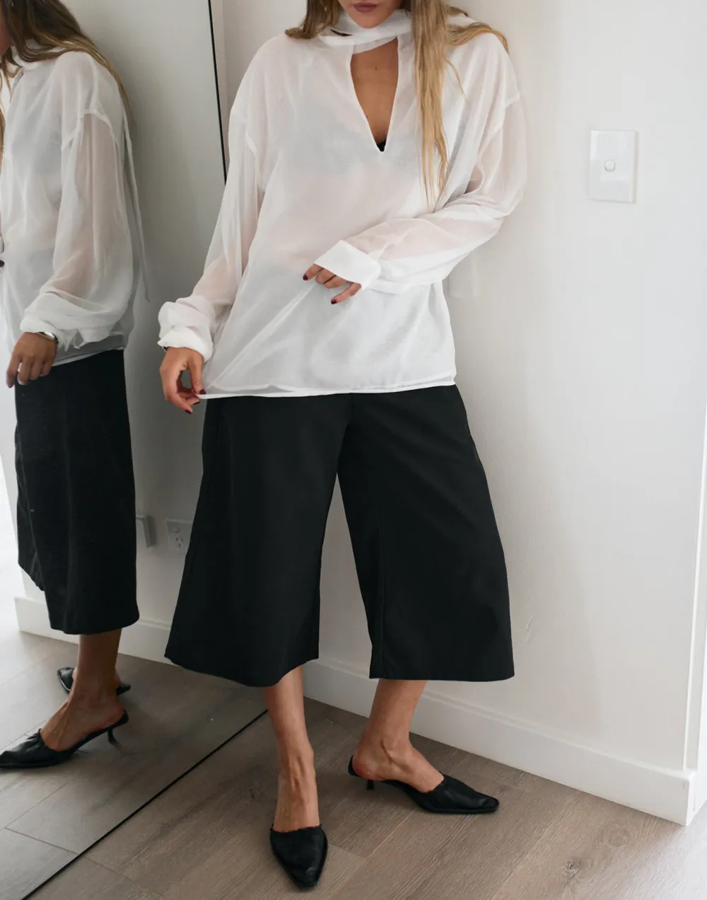 Cropped Cropped Suede Wide-Leg Pants