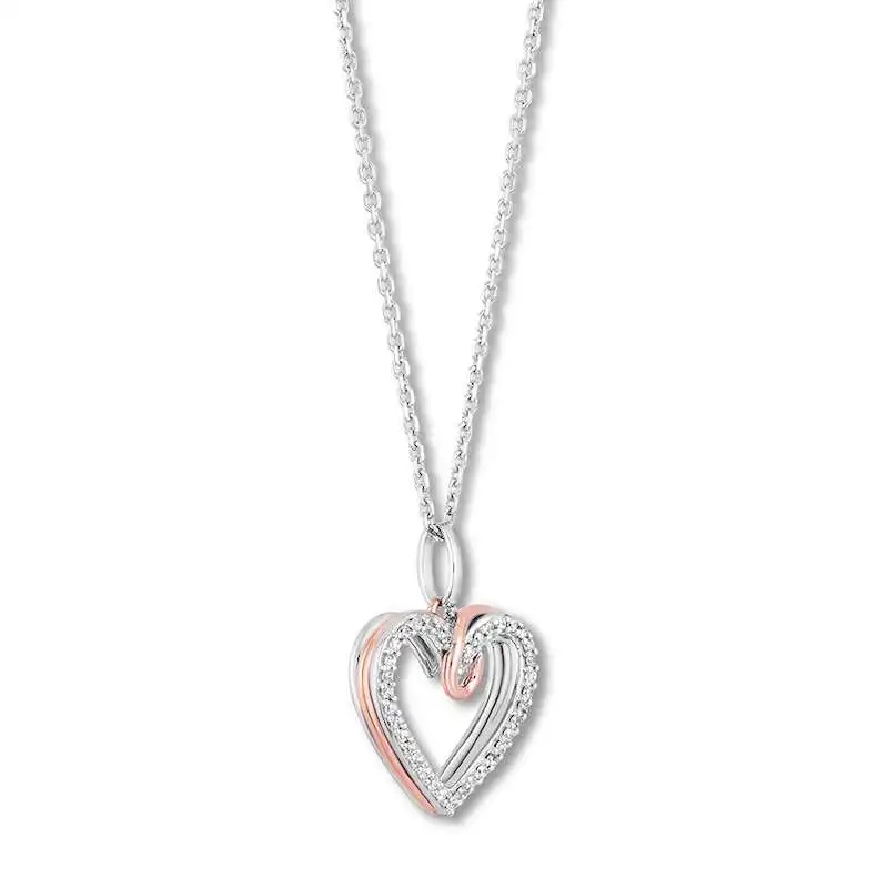 Hallmark Diamonds Heart Necklace 1/10 ct tw Sterling Silver & 10K Rose Gold 18