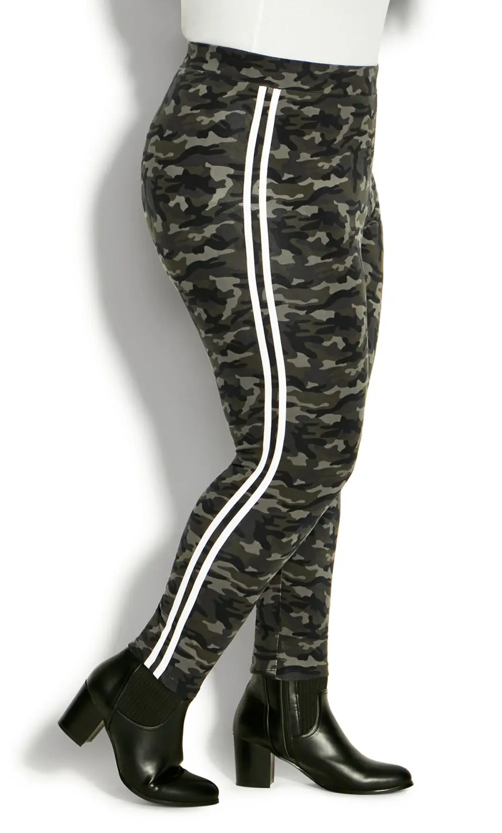 Evans Green Camo Striped Leggings
