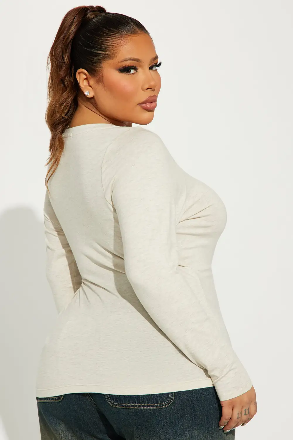 Julia Long Sleeve Top - Heather Oatmeal