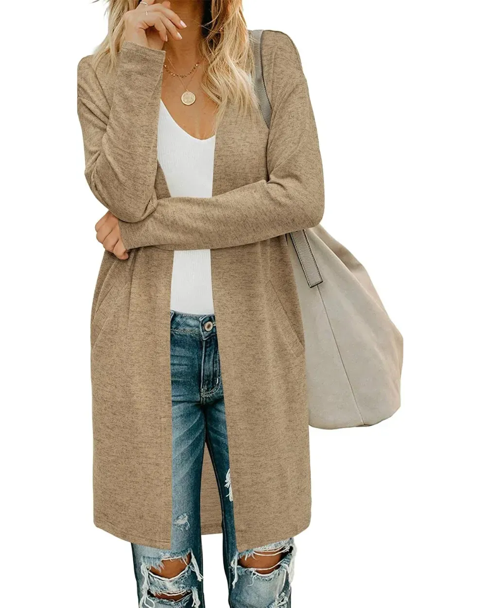 Women's Long Sleeve Lightweight Cardigan with Pockets Jacket