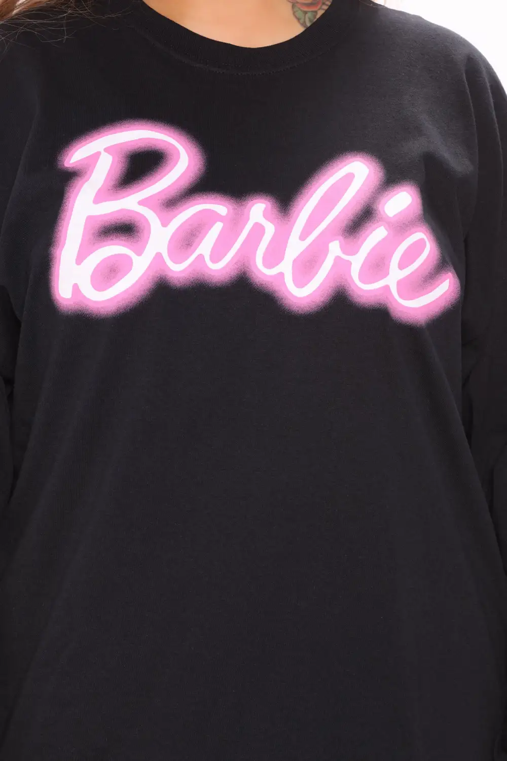 Let's Go Party Barbie Long Sleeve Top - Black