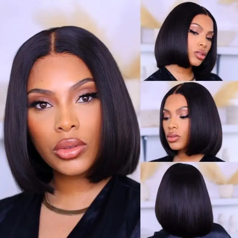 Straight V Part Bob Wig No Leave Out Upgraded V Part Wig 100% Virgin Human Hair