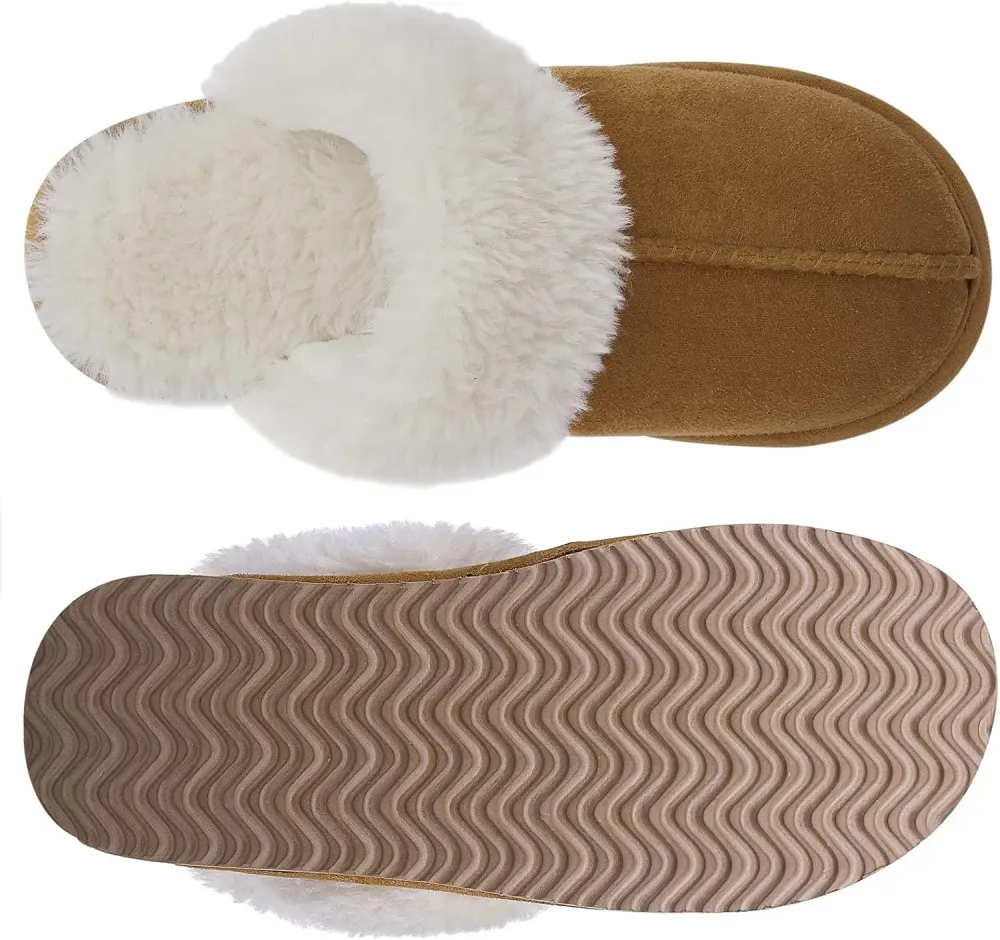 Women's Fuzzy Memory Foam Slippers Fluffy Winter House Shoes Indoor and Outdoor