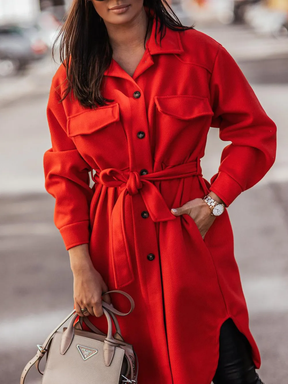 Loose Casual Solid Color Lace Woolen Cardigan Coat