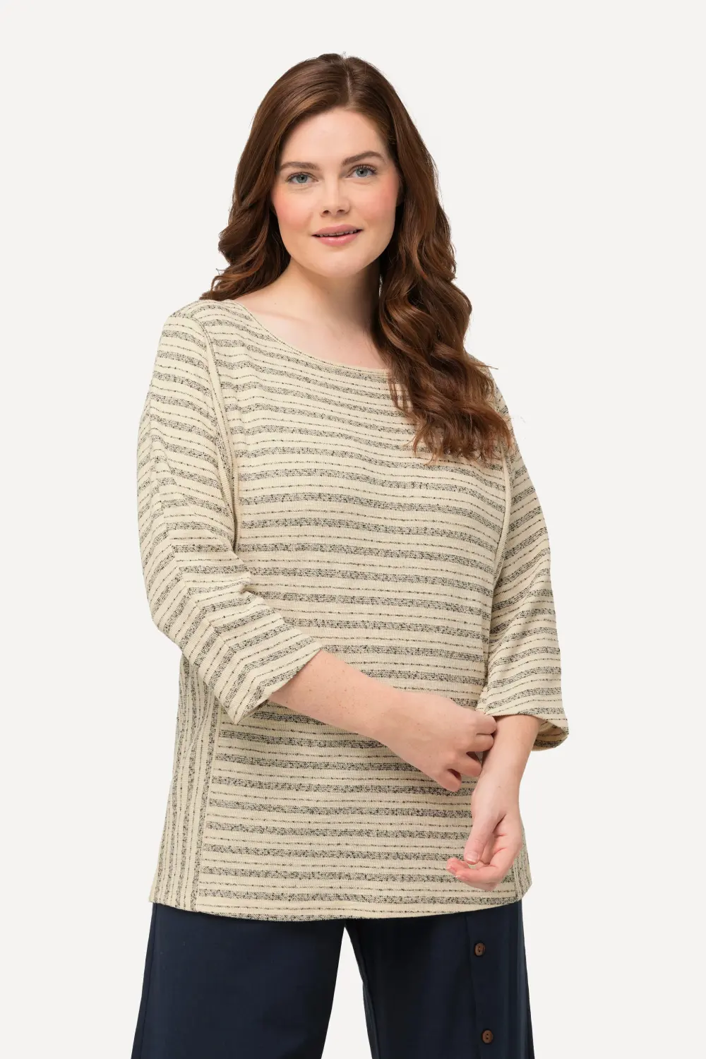 Sweatshirt Streifen Rundhals 3/4-Arm Biobaumwolle
