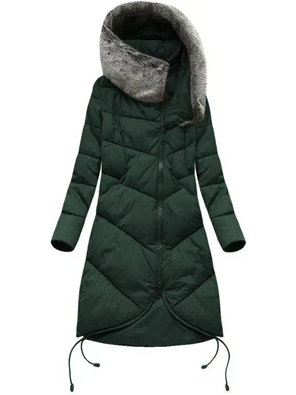 Long winter hood navy blue