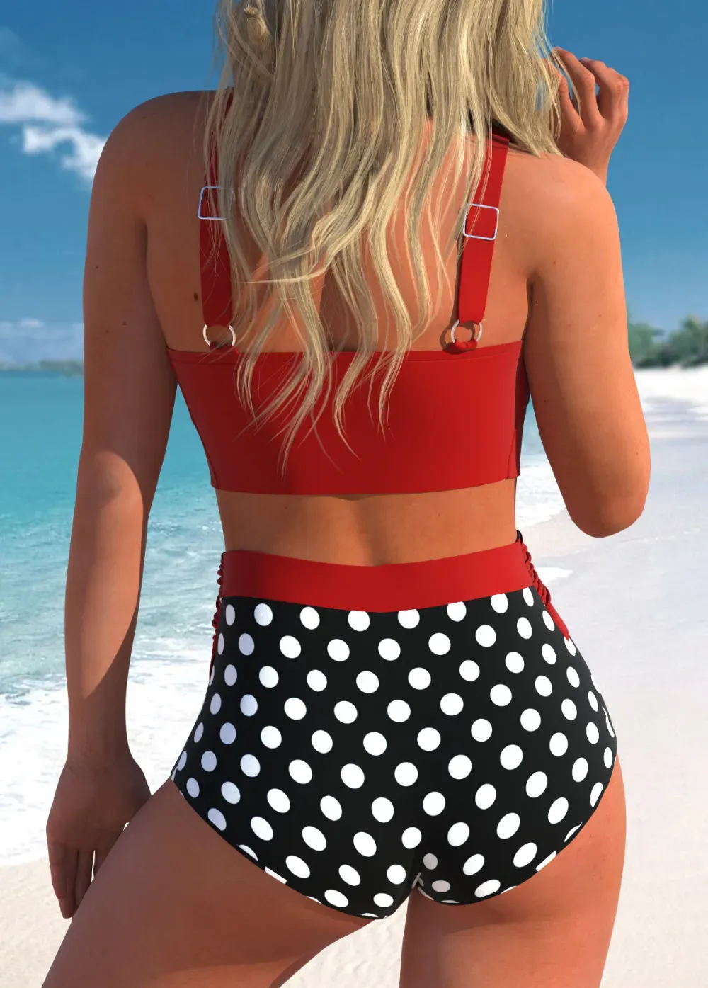 Criss Cross Cyan Contrast Bikini Top
