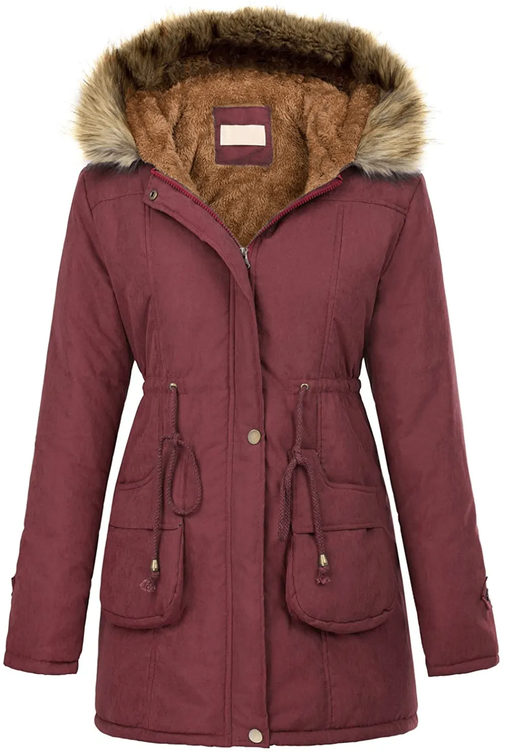 Women's Winter Coats Fleece Parkas Anoraks Hooded Military Jacket Coats M Black