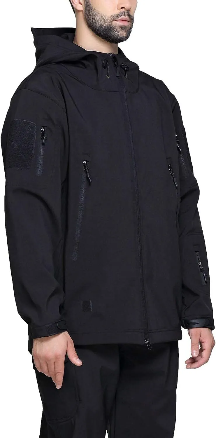 Men's Military Tactical Jackets Softshell Winter Warm Fleece Hooded Coat Outdoor Hiking Hunting Jacket